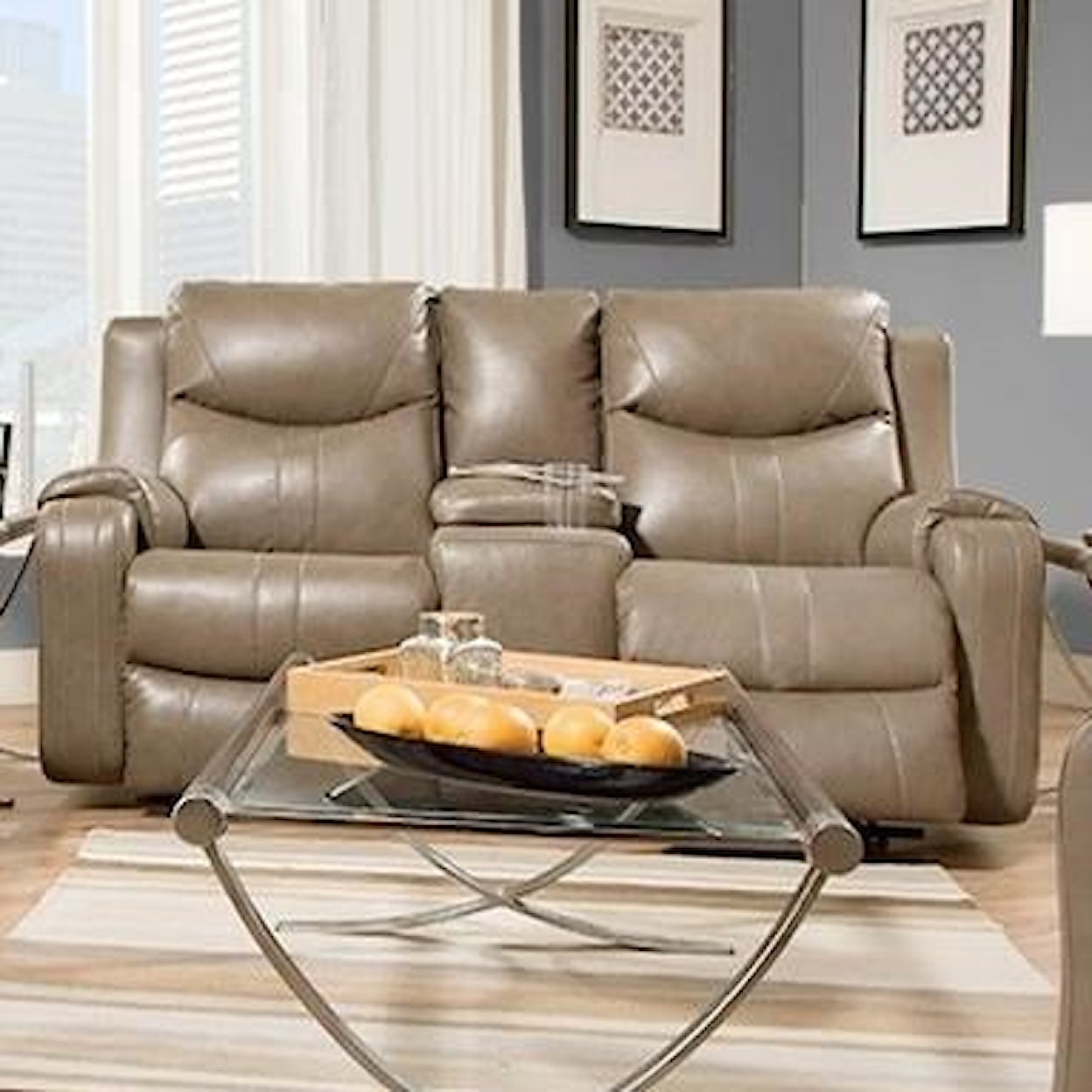 Design2Recline Marvel Double Reclining Sofa with Console