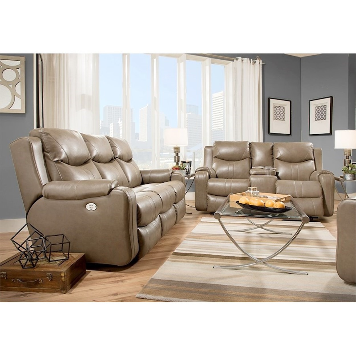Southern Motion Marvel Double Reclining Sofa with Console