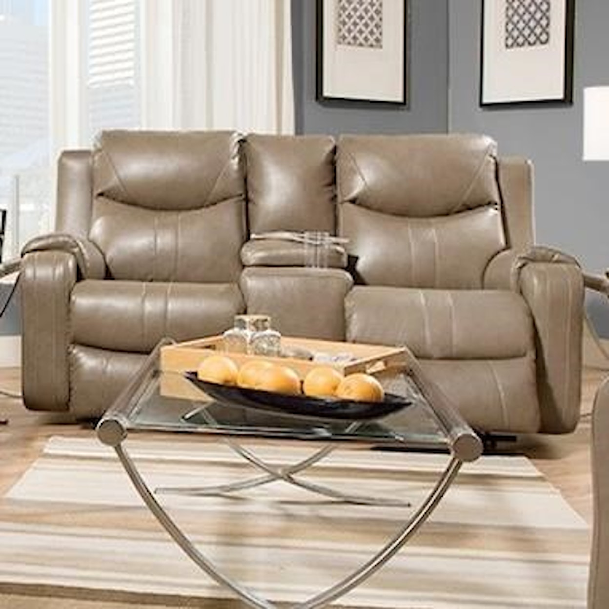 Powell's Motion Marvel Reclining Sofa with Console & Power Headrest