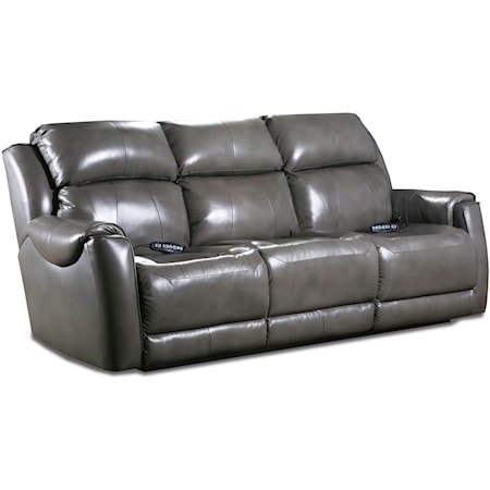 Casual Power Double Reclining Sofa with Power Headrests