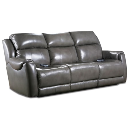 Casual Power Double Reclining Sofa with Power Headrests