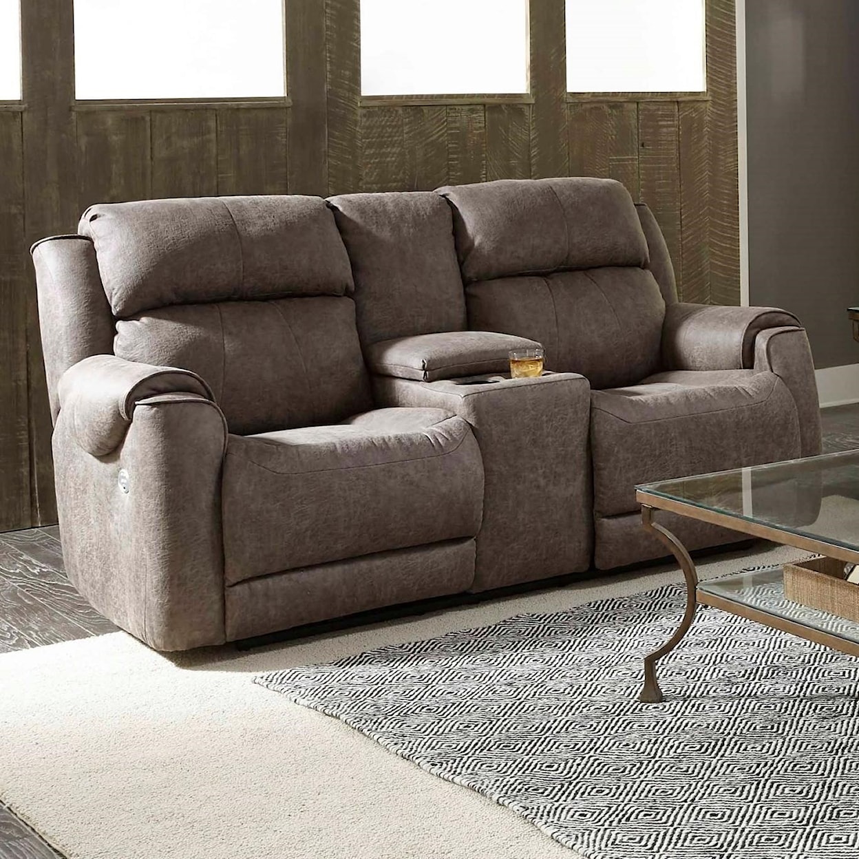 Powell's Motion Safe Bet Power Plus Reclining Loveseat Console