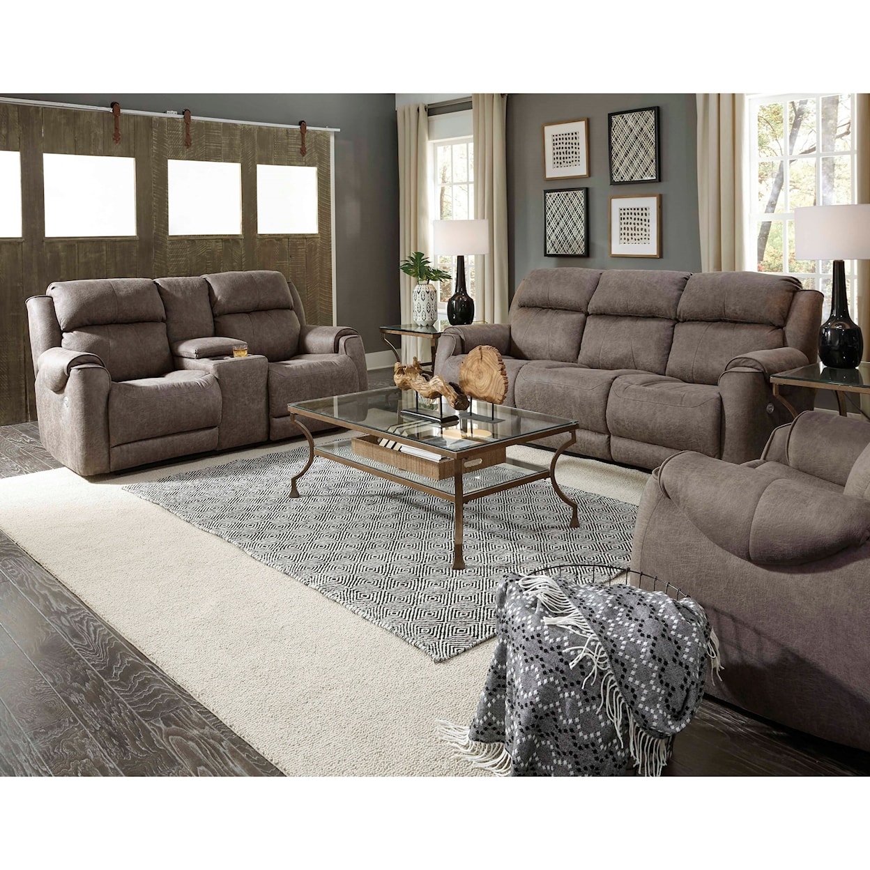 Powell's Motion Safe Bet Power Plus Reclining Loveseat Console