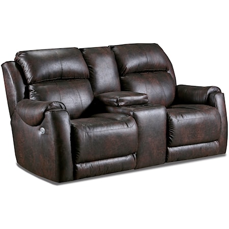 Casual Power Headrest Reclining Loveseat with Console