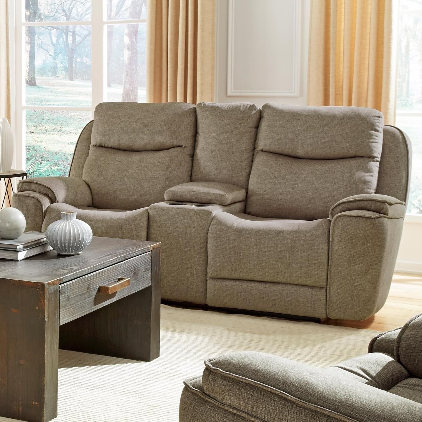 Southern Motion Show Stopper Double Reclining Loveseat with Console