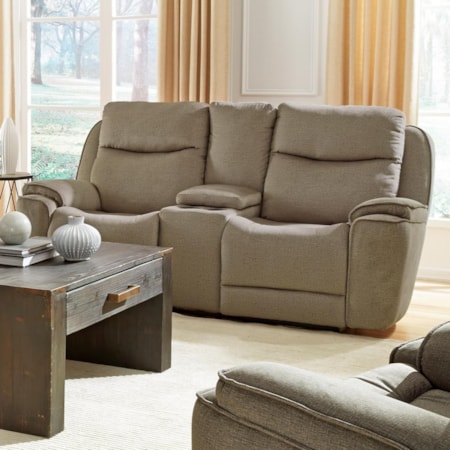 Power Headrest Double Recl Loveseat w/ Console & Cupholders