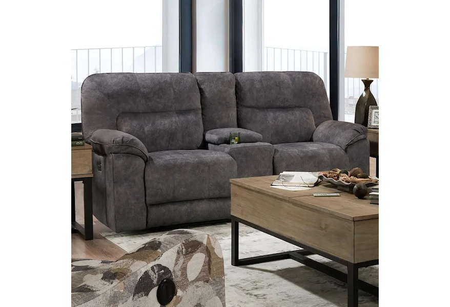 Top Gun Power Reclining Console Sofa w/ Pwr Hdrsts by Southern Motion at Suburban Furniture