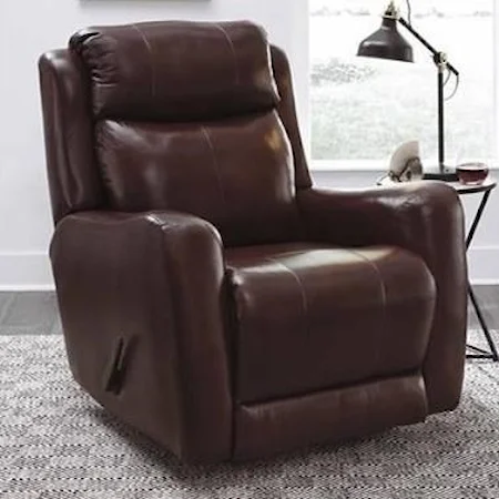 Transitional Swivel Rocker Recliner with Pad-Over-Chaise Seating