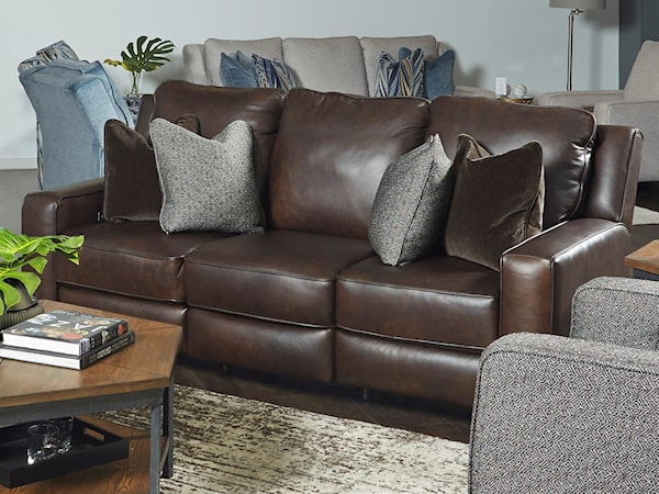 Double Reclining Power Sofa with Pillows