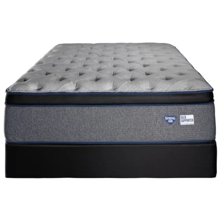 Queen Plush Euro Top Coil on Coil Mattress and Low Profile Foundation
