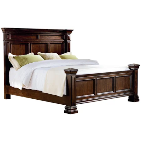 Traditional Queen Panel Bed with Dentil Molding