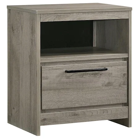 Contemporary Nightstand with 1 Drawer and Built-In USB Charger