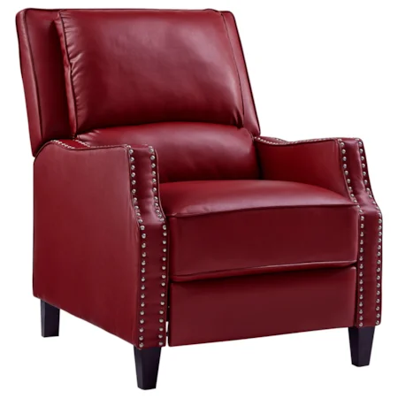 Sleek Recliner with Tight Upholstery and Nailhead Trim
