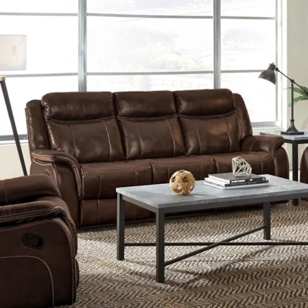 Casual Power Reclining Sofa with Drop Down Cup Holders and Power Strip