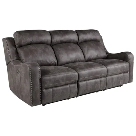 Traditional Power Reclining Sofa with Nailhead Trim