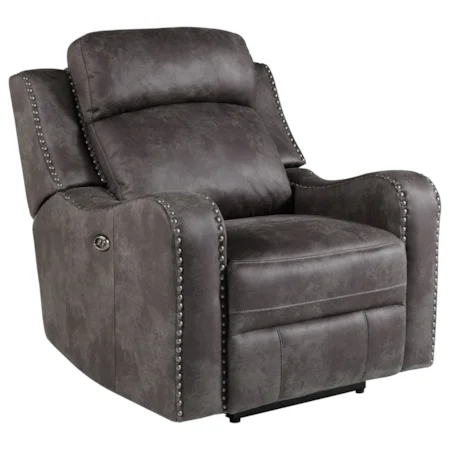 Traditional Power Recliner with Nailhead Trim