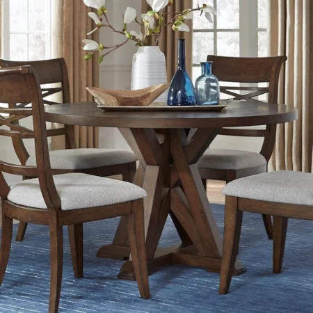 Transitional Round Dining Table with Pedestal Base