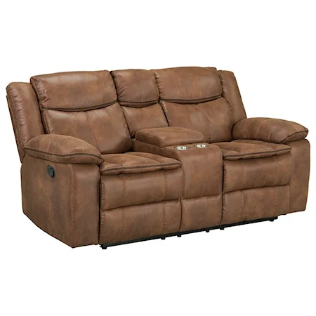 Casual Reclining Love Seat with 2 Cup Holders