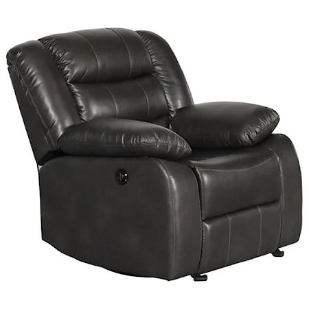 Casual Manual Rocker Recliner with Faux Leather Look