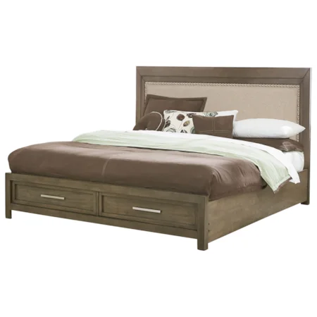 Upholstered King Bed with Footboard Storage