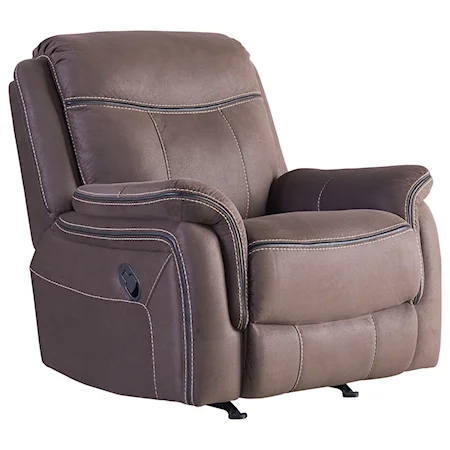Manual Rocker Recliner with Luggage Style Topstitching