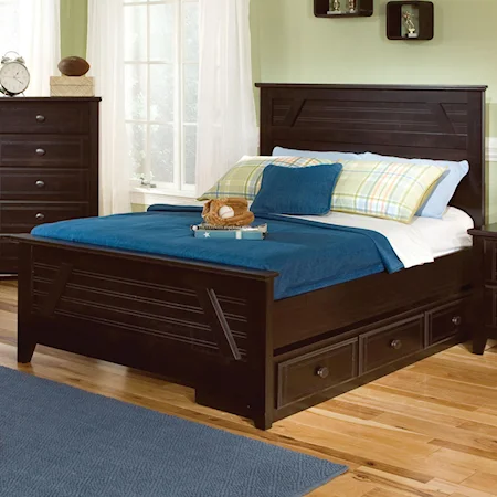 Full Panel Headboard and Footboard Bed with Underbed Storage