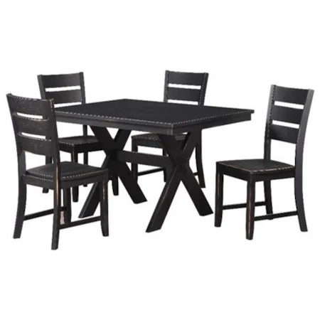 Table and Chair Set with Distressed Black Finish
