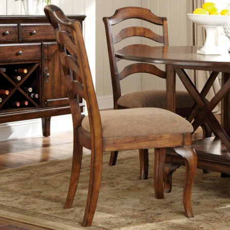 Ladder Back Dining Side Chair with Upholstered Seat