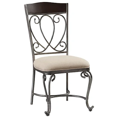 Side Chair with Scrolled Metal Back