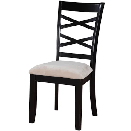 Upholstered Dining Side Chair With Double X Motif