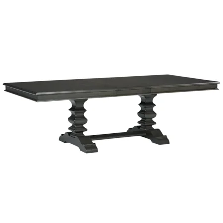 Trestle Dining Table with Smooth Grey Finish