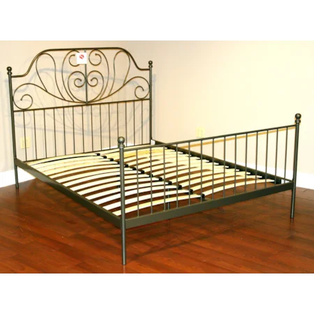 King Antique Pewter Metal Headboard and Footboard Bed