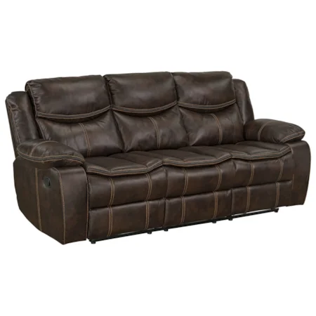 Transitional Manual Reclining Sofa with Pillow Puff Arms