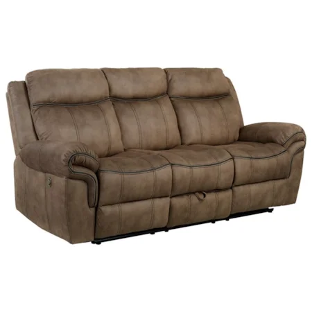 Casual Power Motion Sofa with Storage Console for USB Plug and Cupholders