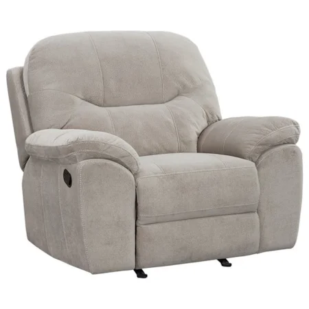 Casual Rocker Power Recliner with No-Gap Chaise Cushion