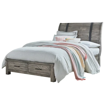 Full Sleigh Storage Bed with 2 Drawers