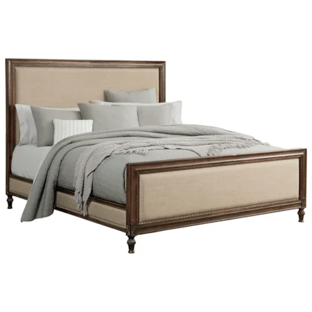 Upholstered California King Bed with Nailhead Trim