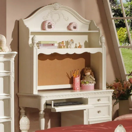 Student Desk and Hutch with Corkboard Back Panel