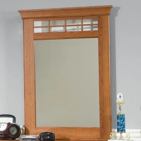 Panel Youth Mirror with Wood Lattice Grid