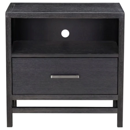 Contemporary Nightstand with Drawer and Wire Management
