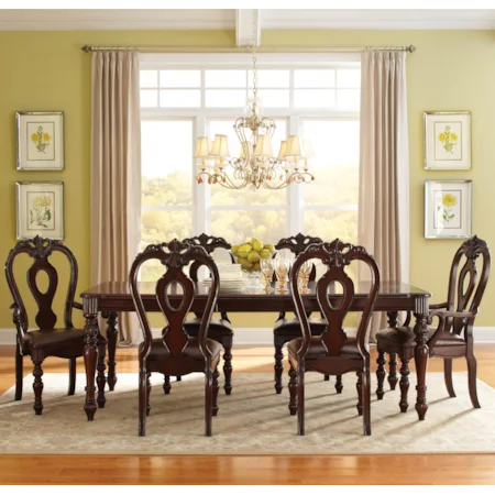 7 Piece Dining Table Set with Arm and Side Chairs