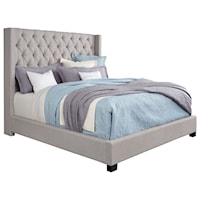 Queen Upholstered Bed with Button Tufting