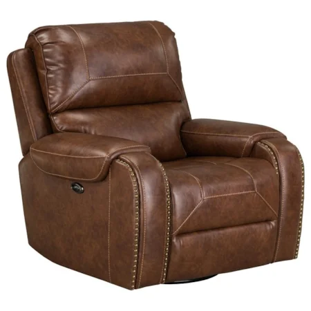 Casual Swivel Power Reclining Chair with Glider Base