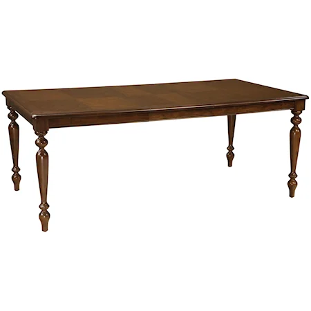 Rectangular Leg Dining Table with Turned Legs & 18" Leaf