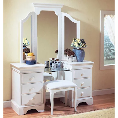 Six-Drawer Vanity with Large Mirrors