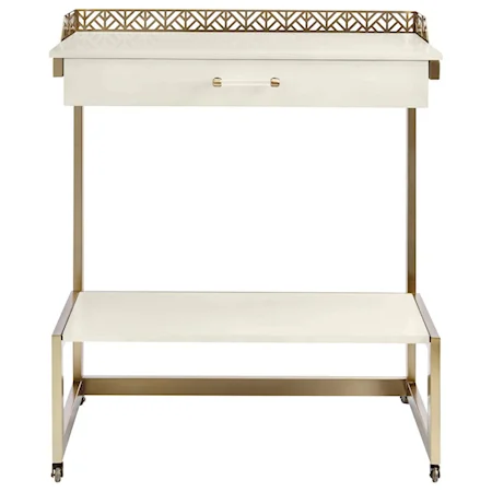 Catalina Bar Cart with Brass Accents & Casters