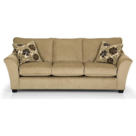 Contemporary Gel Sleeper Sofa with Flared Arms and Exposed Wood Feet