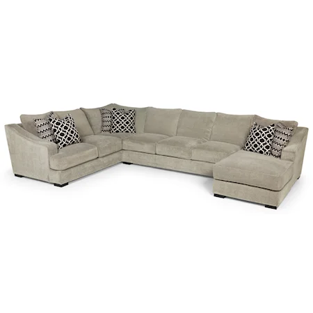 Casual Three Piece Sectional Sofa with Deep Seats