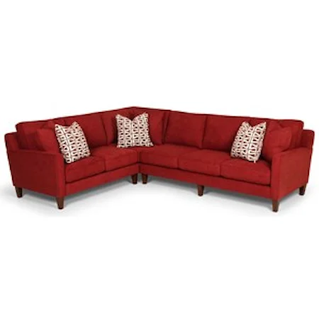 Contemporary L-Shaped Sectional Sofa with Wood Legs
