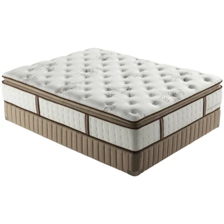 Full Luxury Plush Euro Pillow Top Mattress and Low Profile Box Spring